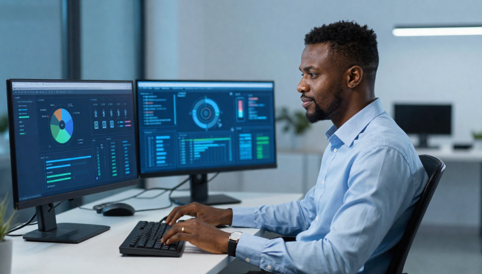 Data Protection Officer working on his computer