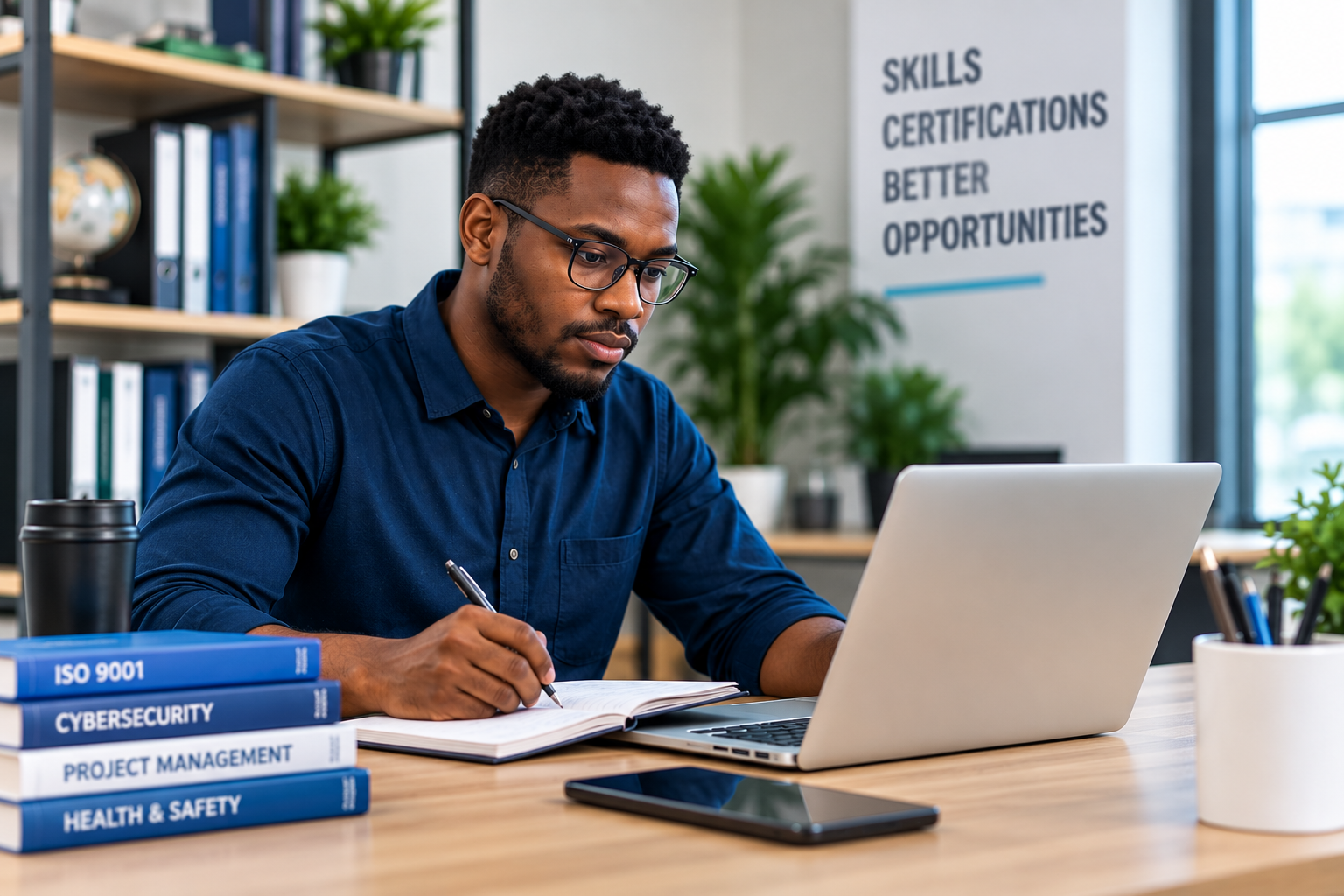 Professional learner completing certification training